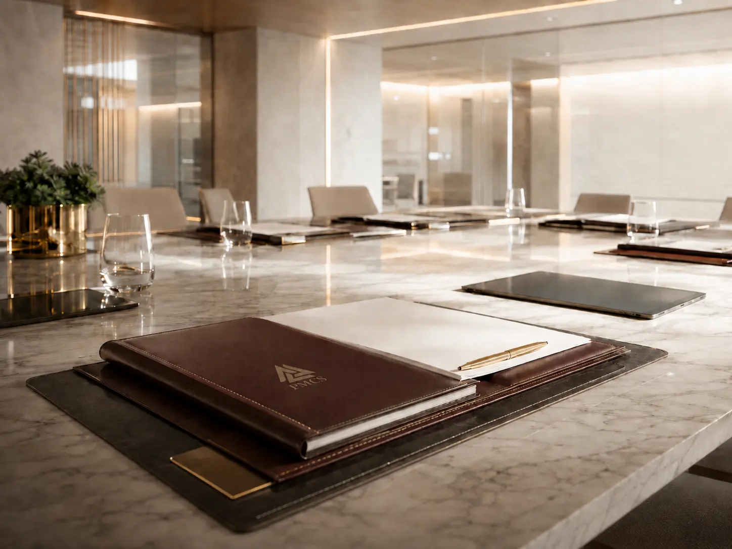 PMCS boardroom prepared for document review